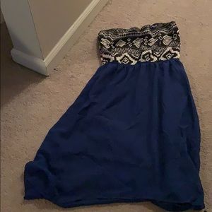 Blue dress with black and white top